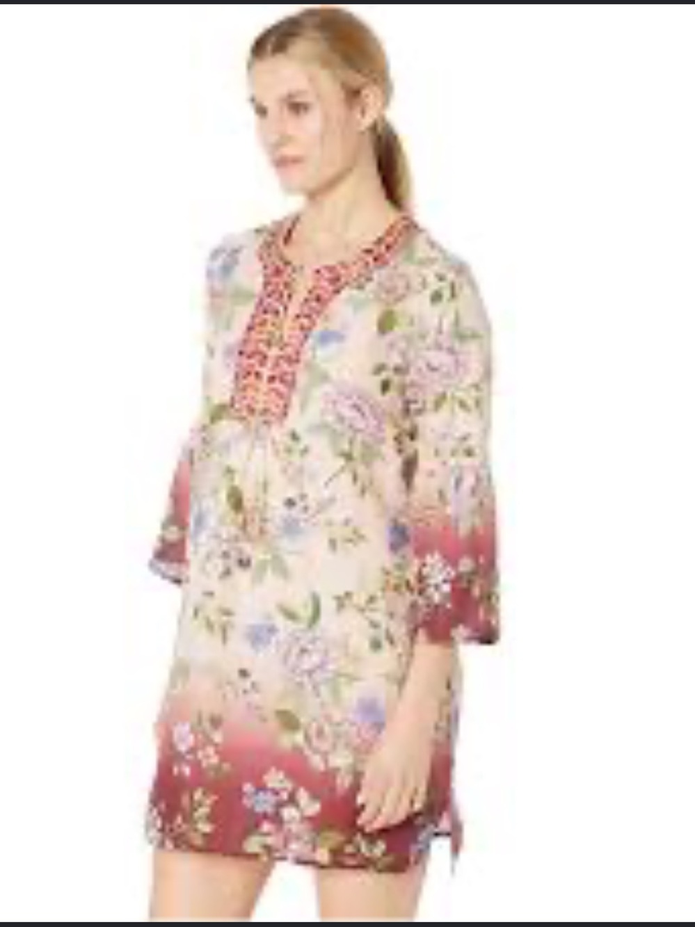 Johnny Was Workshop Paris Effortless Floral Dress Embroidered Size XXL